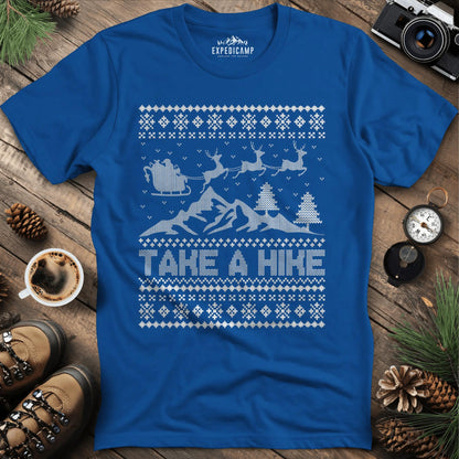 Take a Hike Ugly Christmas T-Shirt – Royal – Outdoor apparel for travel, hiking, camping, and nature lovers – ExpediCamp