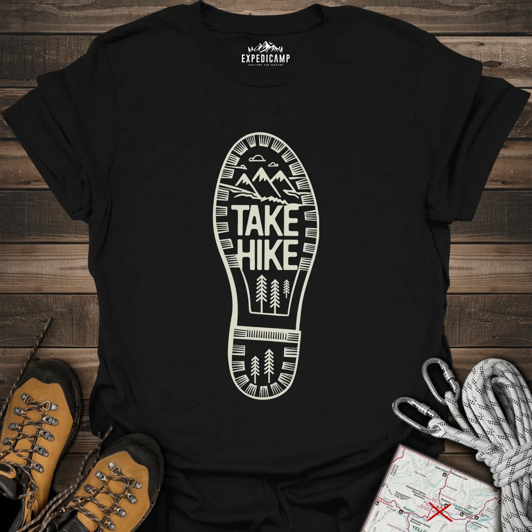 Take Hike T-Shirt – Black – Outdoor apparel for travel, hiking, camping, and nature lovers – ExpediCamp