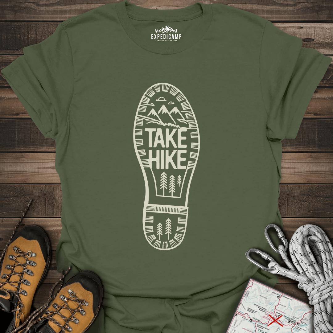 Take Hike T-Shirt – Military Green – Outdoor apparel for travel, hiking, camping, and nature lovers – ExpediCamp