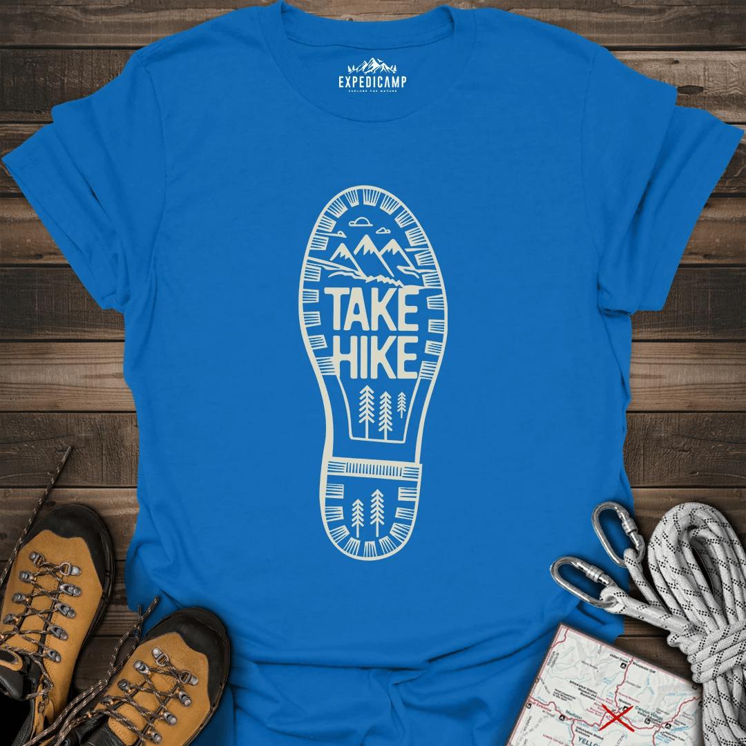 Take Hike T-Shirt – Royal – Outdoor apparel for travel, hiking, camping, and nature lovers – ExpediCamp