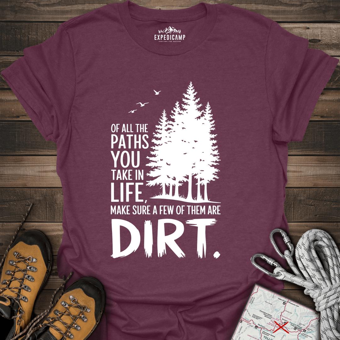 Take The Dirt Path T-Shirt – Heather Maroon – Outdoor apparel for travel, hiking, camping, and nature lovers – ExpediCamp