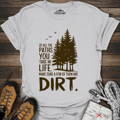 Take The Dirt Path T-Shirt – Ice Grey – Outdoor apparel for travel, hiking, camping, and nature lovers – ExpediCamp