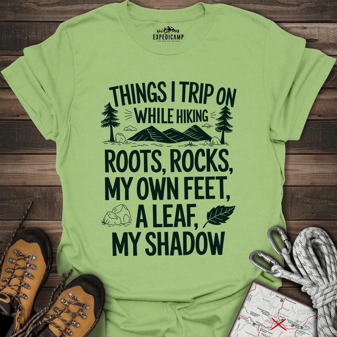 Things I Trip On While Hiking T-Shirt – Kiwi – Outdoor apparel for travel, hiking, camping, and nature lovers – ExpediCamp