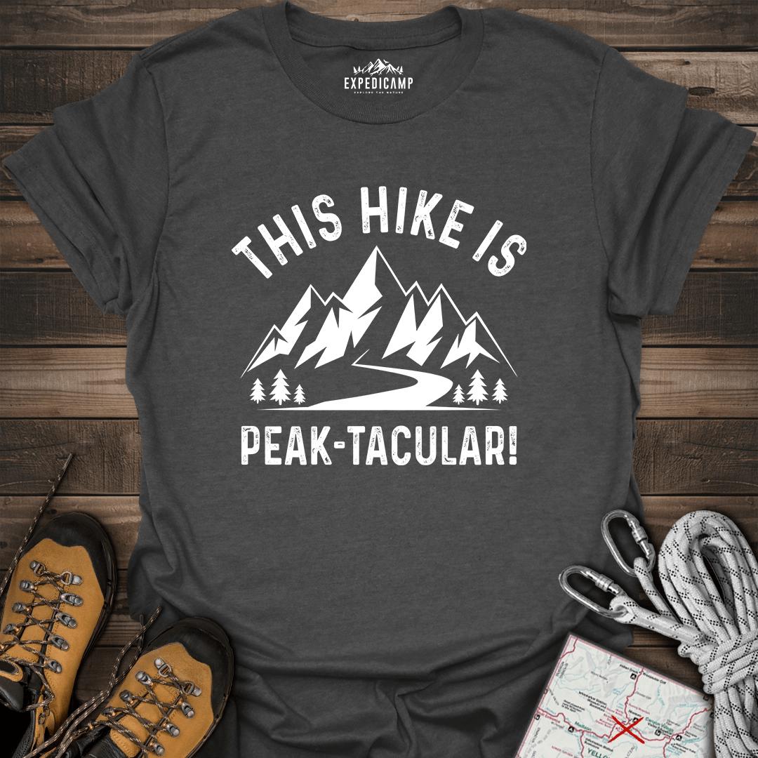 This Hike Is Peaktacular T-Shirt – Dark Heather – Outdoor apparel for travel, hiking, camping, and nature lovers – ExpediCamp