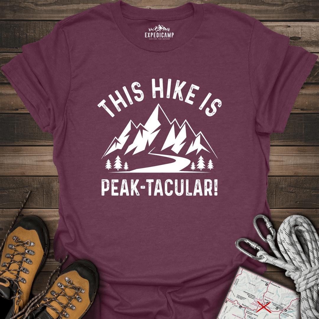 This Hike Is Peaktacular T-Shirt – Heather Maroon – Outdoor apparel for travel, hiking, camping, and nature lovers – ExpediCamp