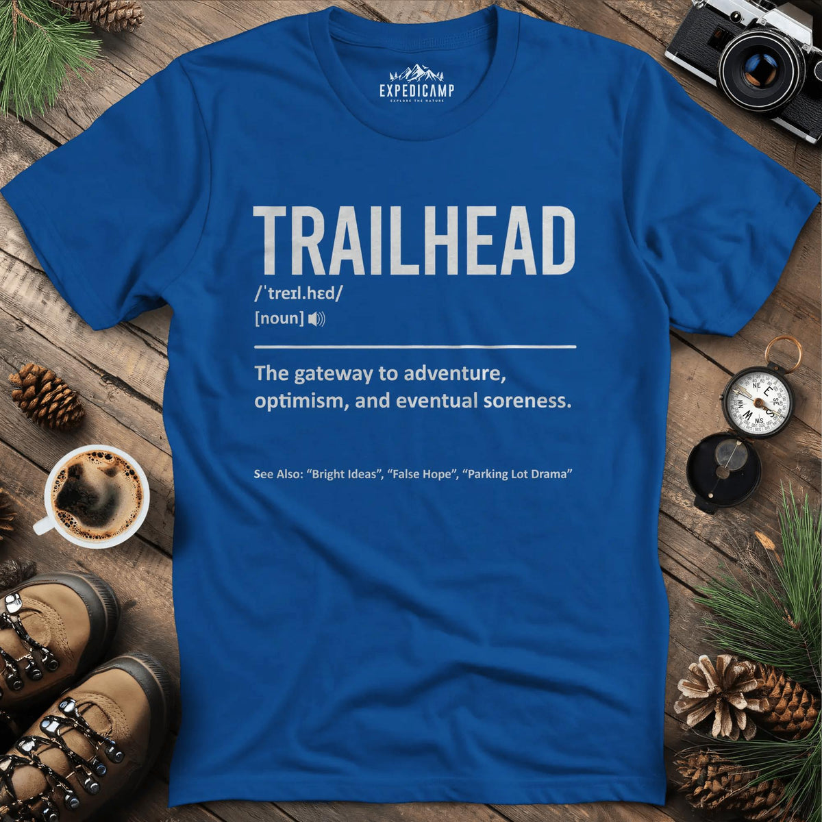 Trailhead Definition T-Shirt – Royal – Outdoor apparel for travel, hiking, camping, and nature lovers – ExpediCamp
