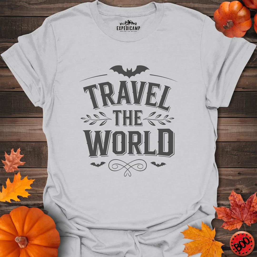 Travel The World T-Shirt – Ice Grey – Outdoor apparel for travel, hiking, camping, and nature lovers – ExpediCamp