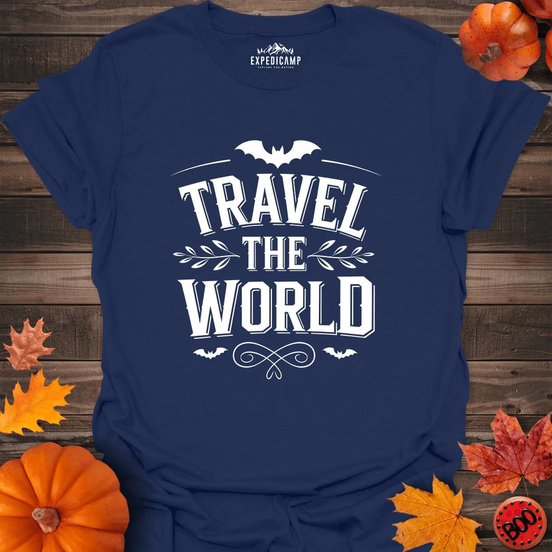 Travel The World T-Shirt – Navy – Outdoor apparel for travel, hiking, camping, and nature lovers – ExpediCamp