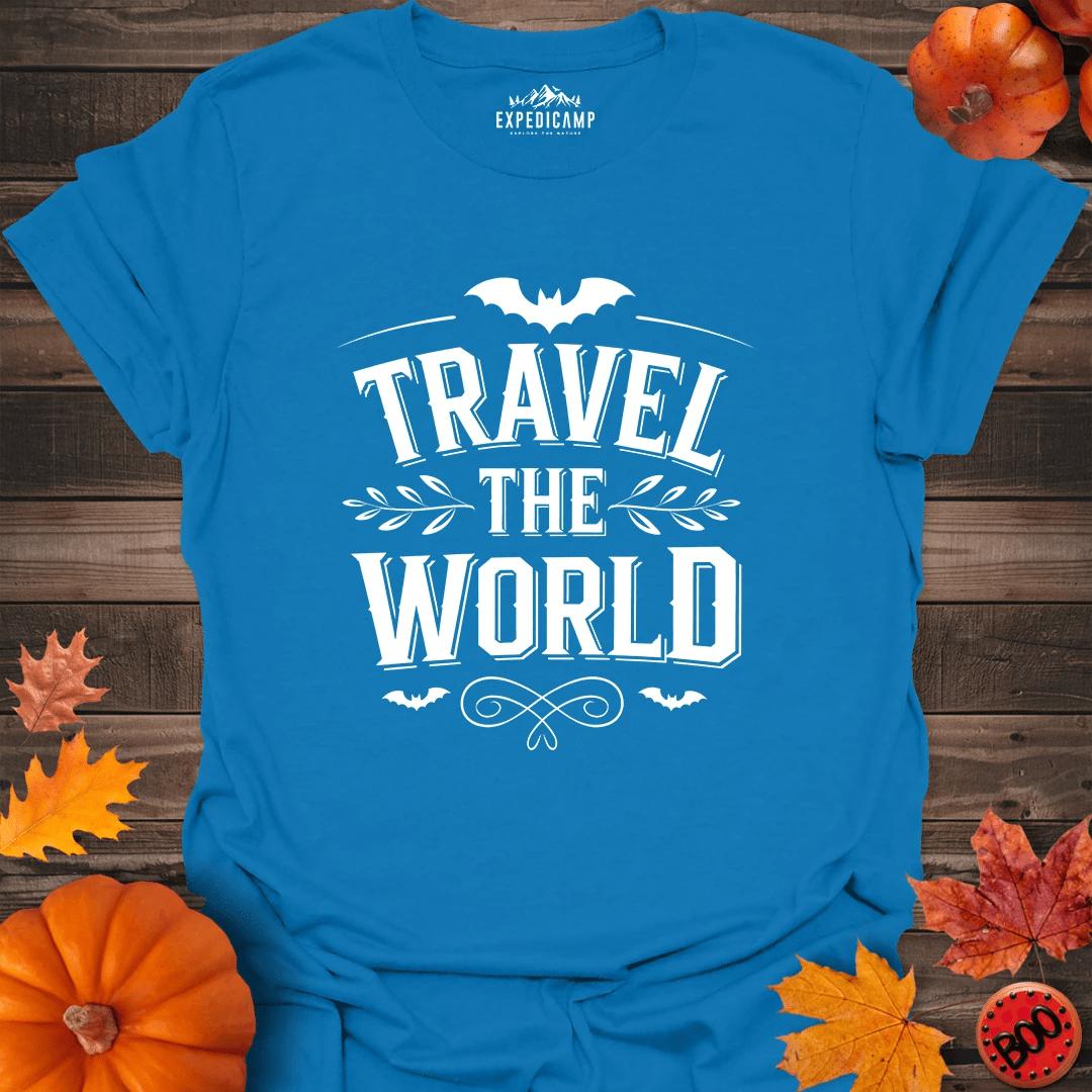 Travel The World T-Shirt – Royal – Outdoor apparel for travel, hiking, camping, and nature lovers – ExpediCamp