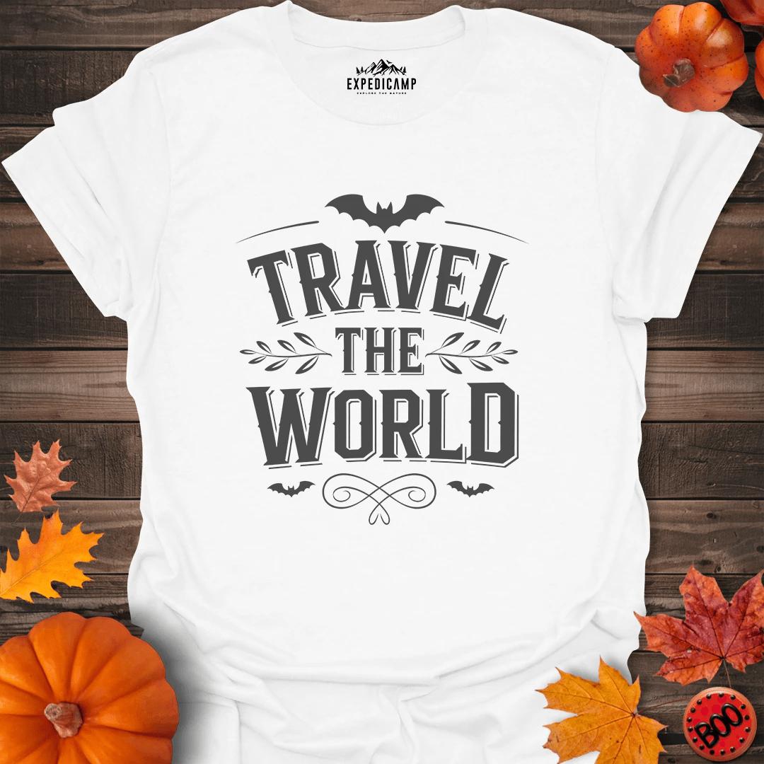 Travel The World T-Shirt – White – Outdoor apparel for travel, hiking, camping, and nature lovers – ExpediCamp