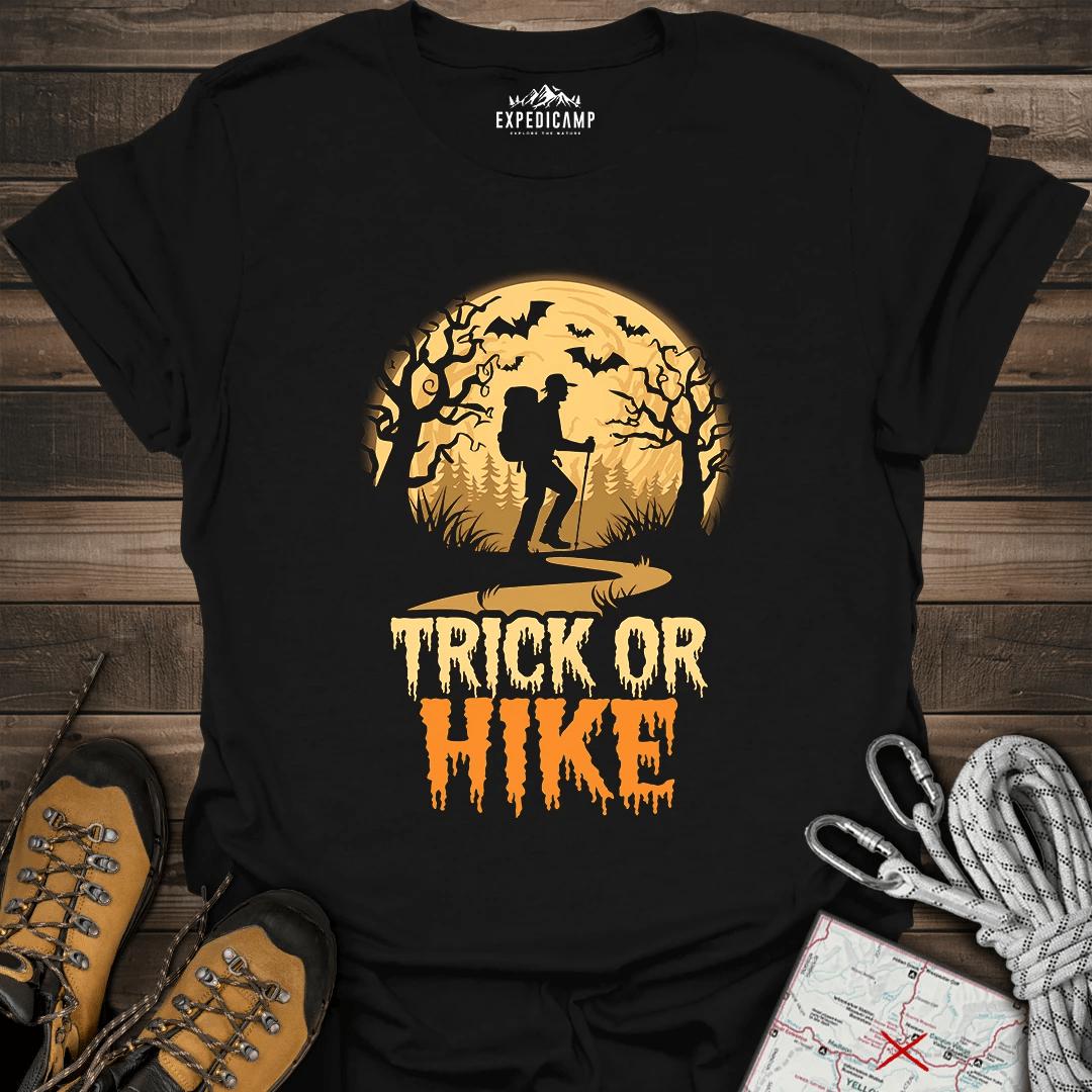 Trick Or Hike Hiker T-Shirt – Black – Outdoor apparel for travel, hiking, camping, and nature lovers – ExpediCamp