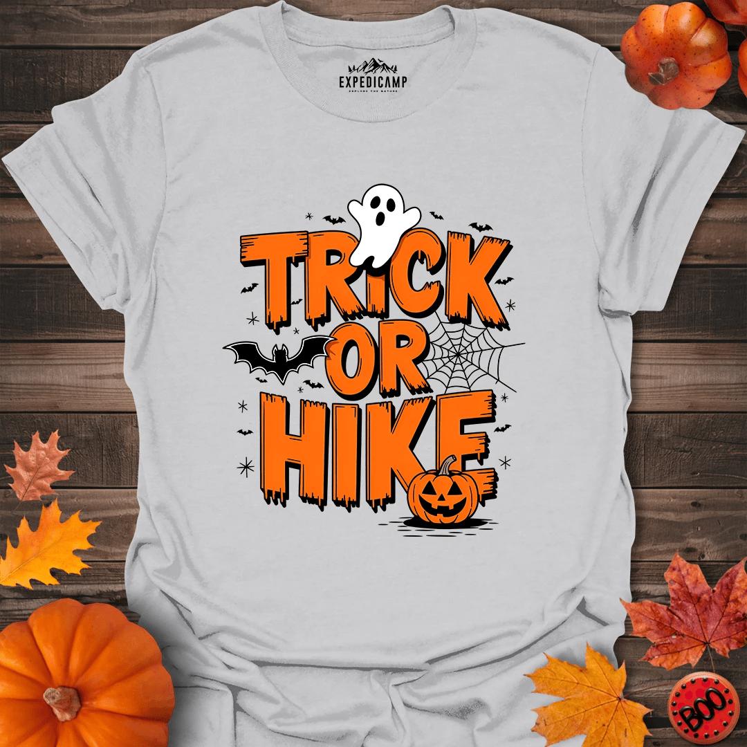 Trick Or Hike T-Shirt – Ice Grey – Outdoor apparel for travel, hiking, camping, and nature lovers – ExpediCamp