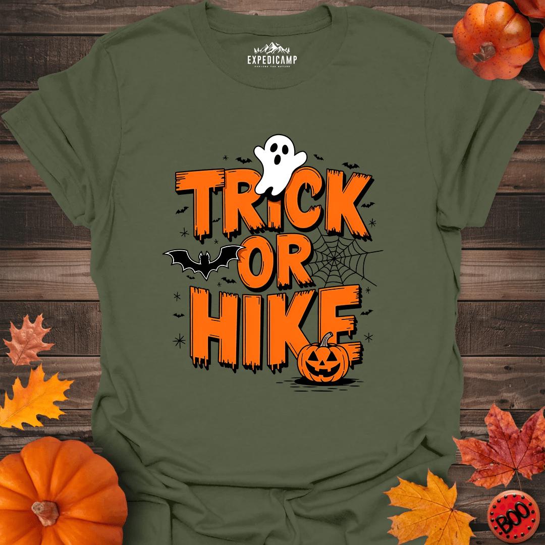 Trick Or Hike T-Shirt – Military Green – Outdoor apparel for travel, hiking, camping, and nature lovers – ExpediCamp