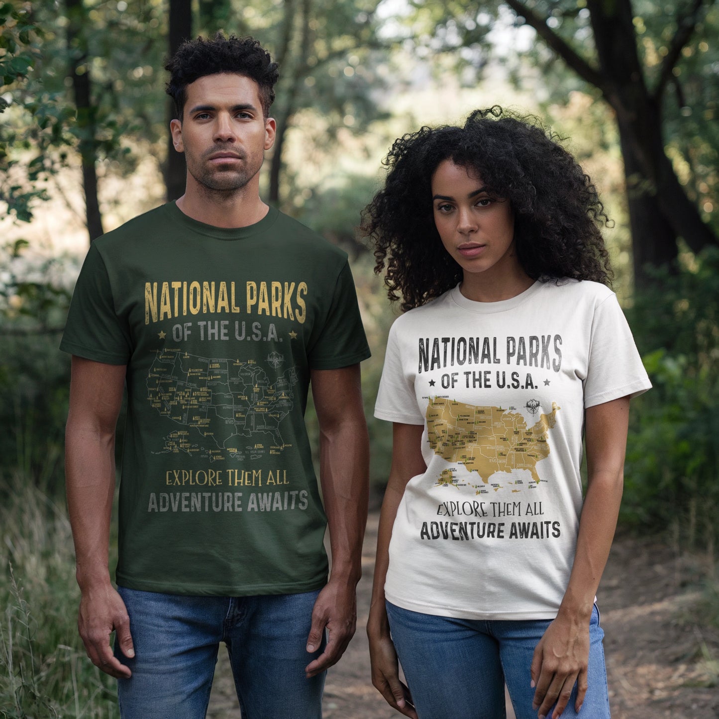 63 National Parks Of The USA Map T-Shirt