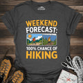 Weekend Hiking Forecast T-Shirt – Dark Heather – Outdoor apparel for travel, hiking, camping, and nature lovers – ExpediCamp