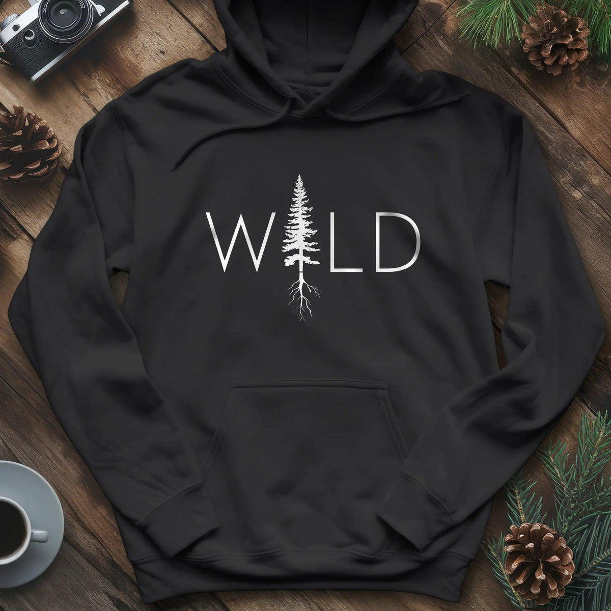 Wild Hoodie – Nature Lover's Adventure Hoodie – Black – Outdoor apparel for travel, hiking, camping, and nature lovers – ExpediCamp