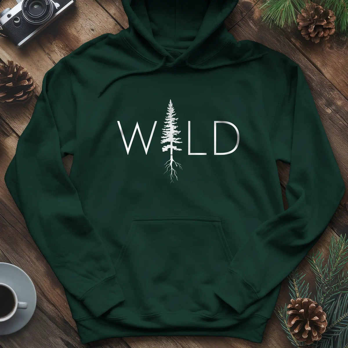 Wild Hoodie – Nature Lover's Adventure Hoodie – Forest Green – Outdoor apparel for travel, hiking, camping, and nature lovers – ExpediCamp