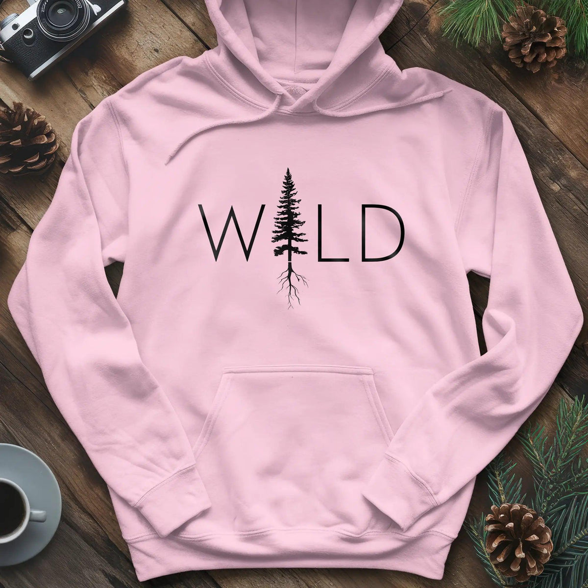 Wild Hoodie – Nature Lover's Adventure Hoodie – Light Pink – Outdoor apparel for travel, hiking, camping, and nature lovers – ExpediCamp