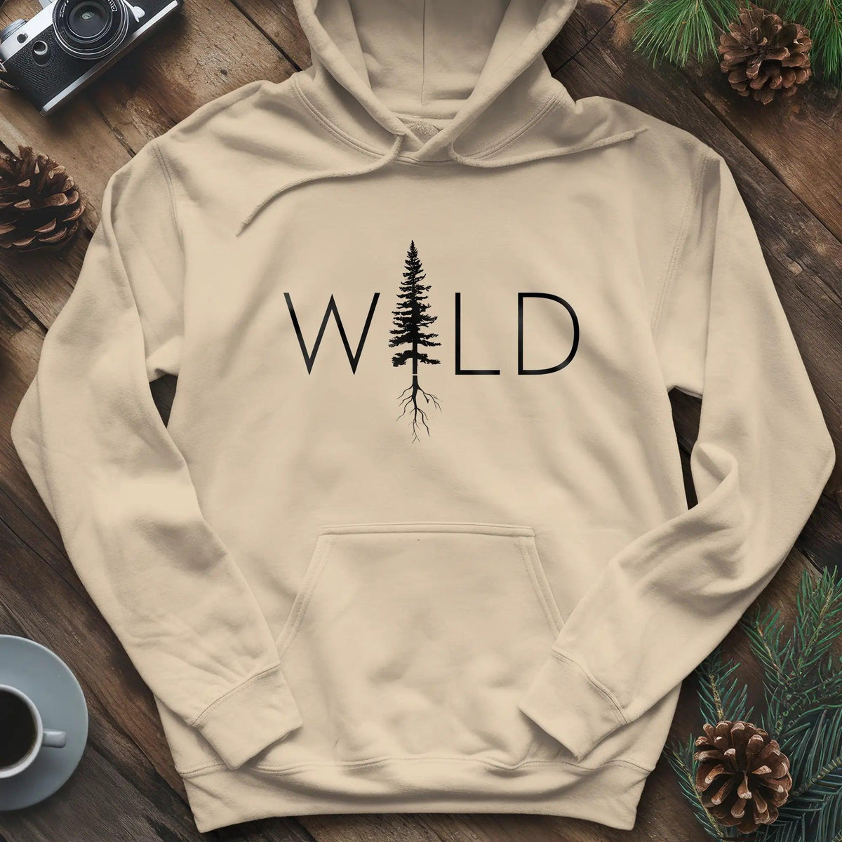 Wild Hoodie – Nature Lover's Adventure Hoodie – Sand – Outdoor apparel for travel, hiking, camping, and nature lovers – ExpediCamp