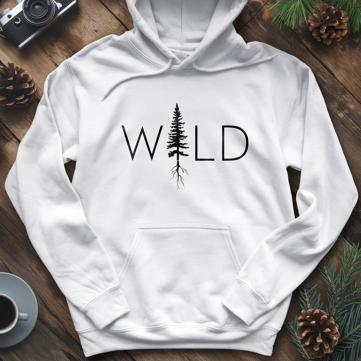 Wild Hoodie – Nature Lover's Adventure Hoodie – White – Outdoor apparel for travel, hiking, camping, and nature lovers – ExpediCamp