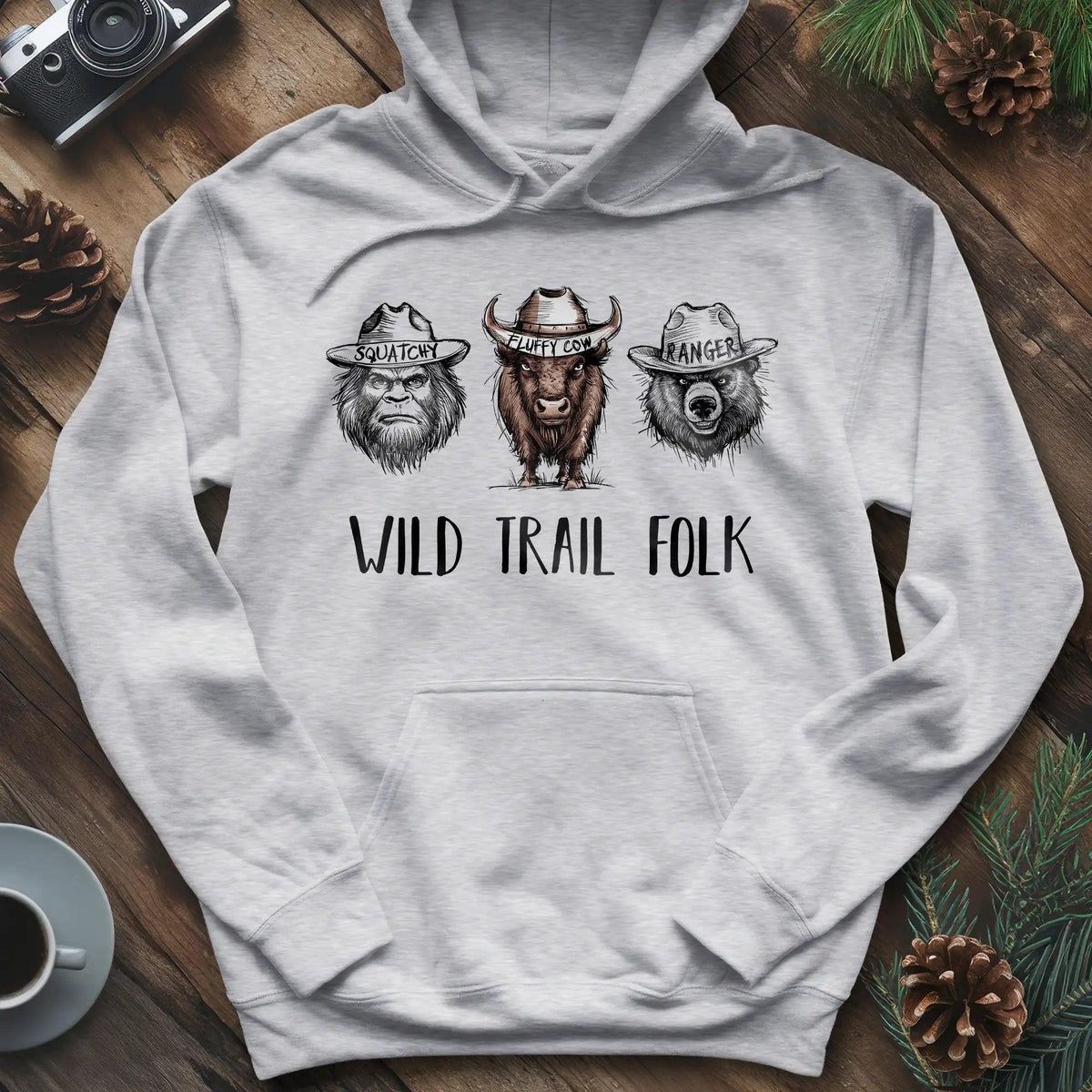 Wild Trail Folk Hoodie – Ash – Outdoor apparel for travel, hiking, camping, and nature lovers – ExpediCamp