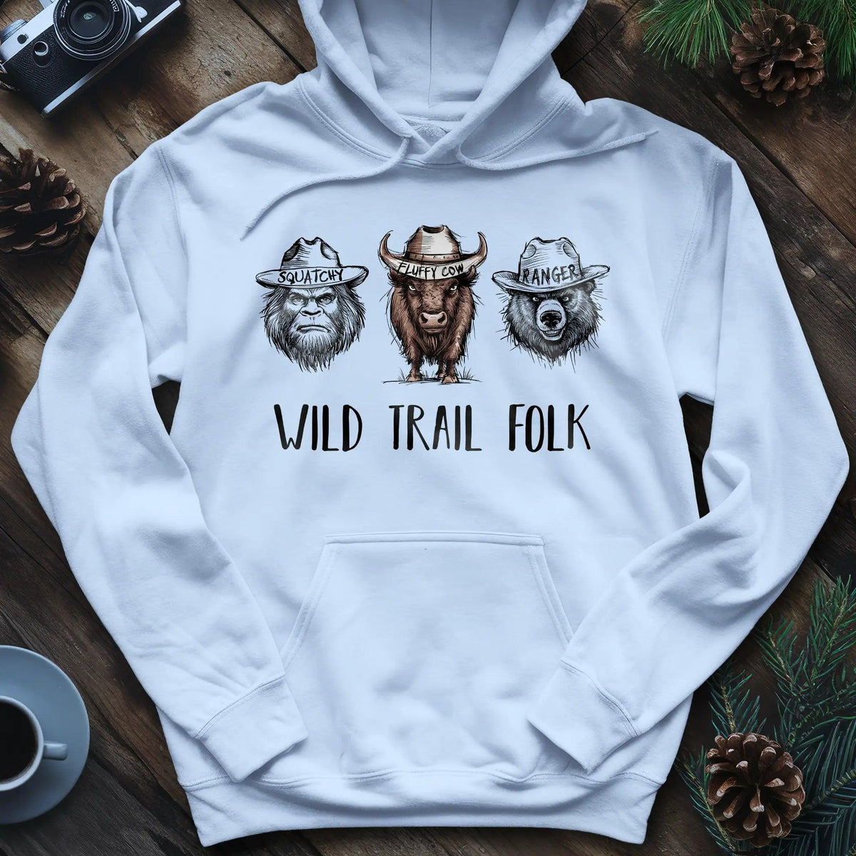 Wild Trail Folk Hoodie – Light Blue – Outdoor apparel for travel, hiking, camping, and nature lovers – ExpediCamp