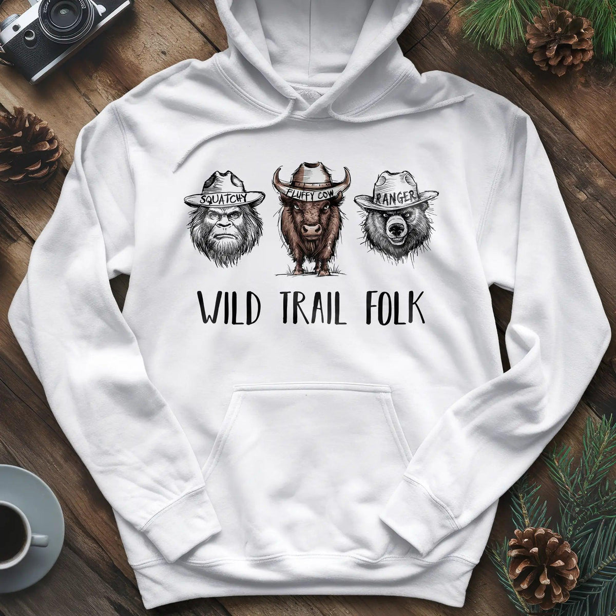 Wild Trail Folk Hoodie – White – Outdoor apparel for travel, hiking, camping, and nature lovers – ExpediCamp