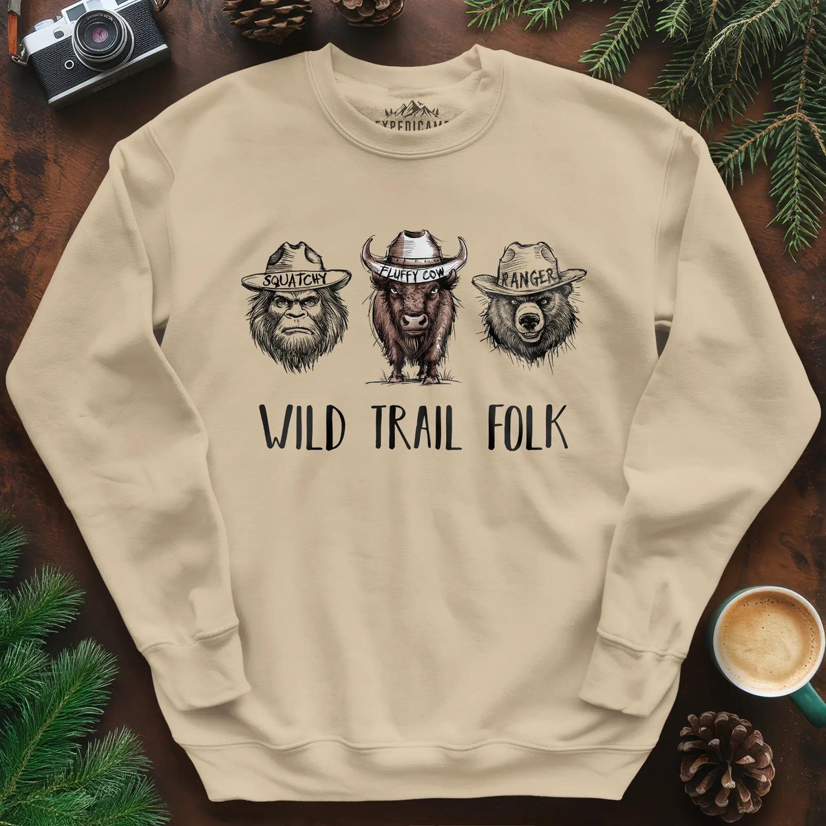 Wild Trail Folk Sweatshirt – Sand – Outdoor apparel for travel, hiking, camping, and nature lovers – ExpediCamp