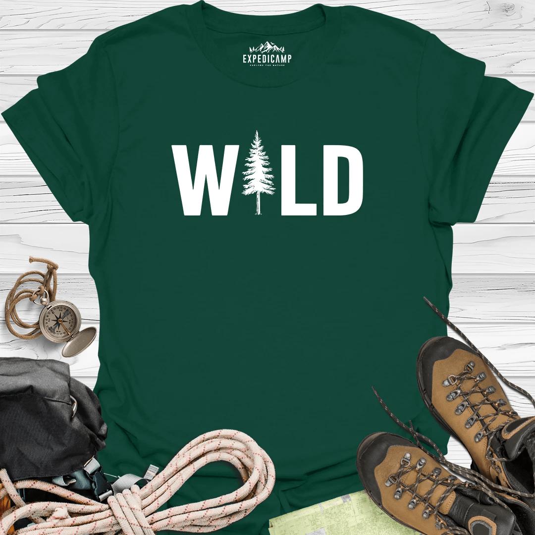 Wild Tree Adventure T-Shirt – Forest Green – Outdoor apparel for travel, hiking, camping, and nature lovers – ExpediCamp