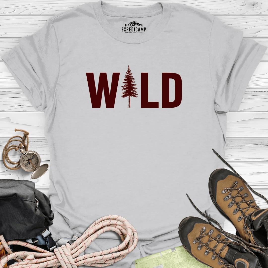 Wild Tree Adventure T-Shirt – Ice Grey – Outdoor apparel for travel, hiking, camping, and nature lovers – ExpediCamp