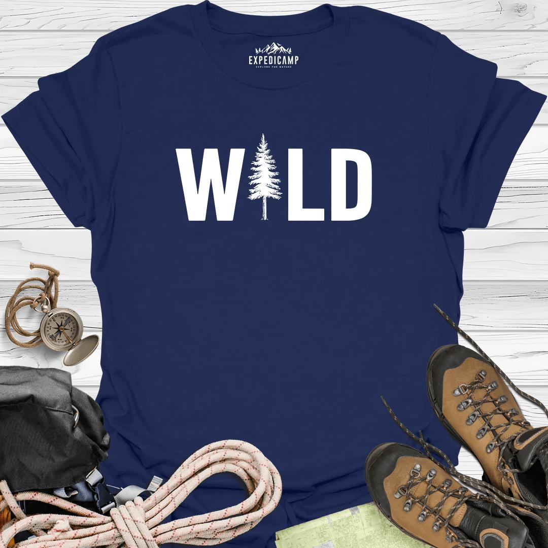 Wild Tree Adventure T-Shirt – Navy – Outdoor apparel for travel, hiking, camping, and nature lovers – ExpediCamp
