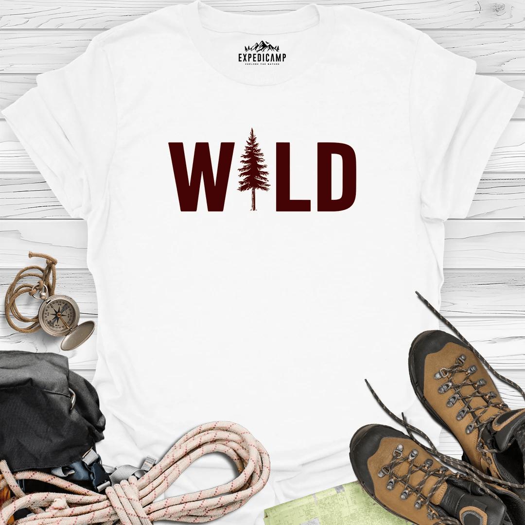 Wild Tree Adventure T-Shirt – White – Outdoor apparel for travel, hiking, camping, and nature lovers – ExpediCamp