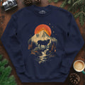 Wilderness Buffalo Sunset Sweatshirt – Navy – Outdoor apparel for travel, hiking, camping, and nature lovers – ExpediCamp