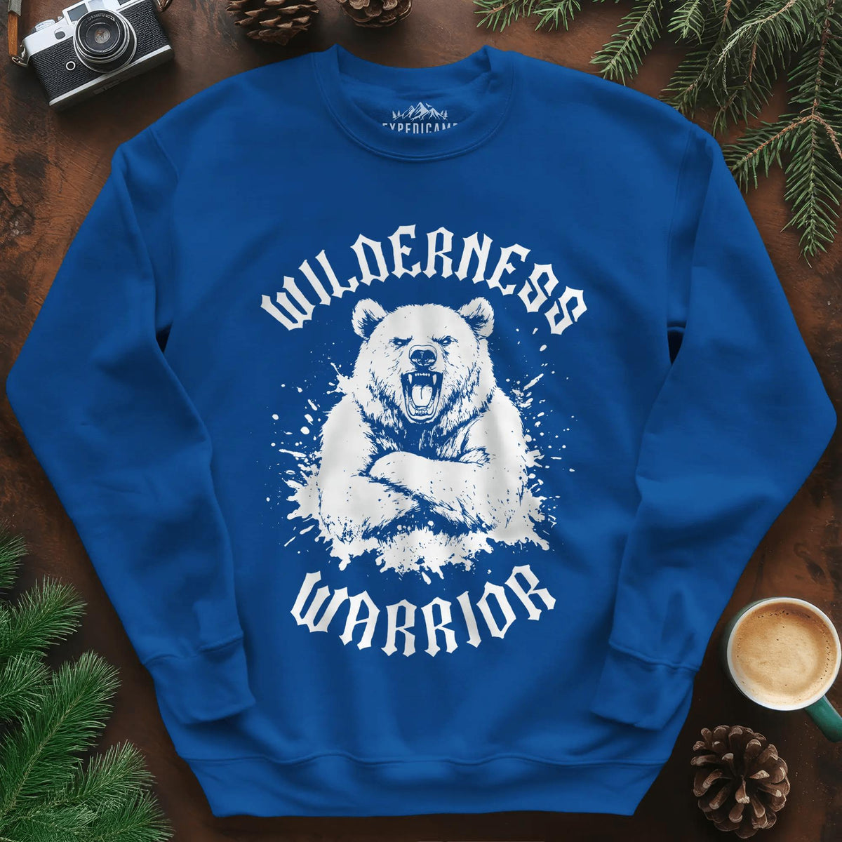 Wilderness Warrior Sweatshirt – Royal – Outdoor apparel for travel, hiking, camping, and nature lovers – ExpediCamp