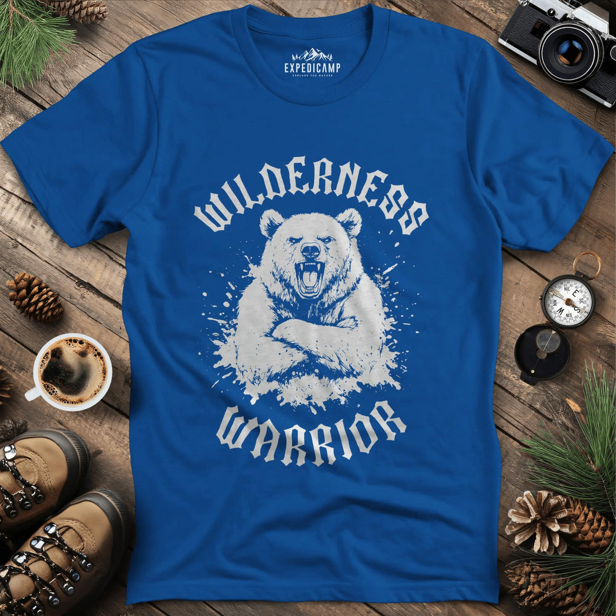 Wilderness Warrior T-Shirt – Royal – Outdoor apparel for travel, hiking, camping, and nature lovers – ExpediCamp