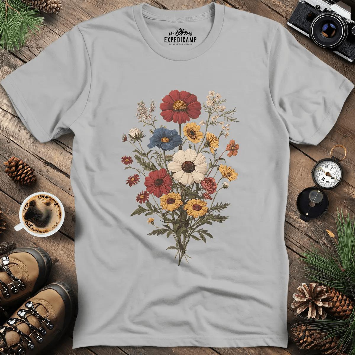 Wildflower Bouquet T-Shirt – Ice Grey – Outdoor apparel for travel, hiking, camping, and nature lovers – ExpediCamp