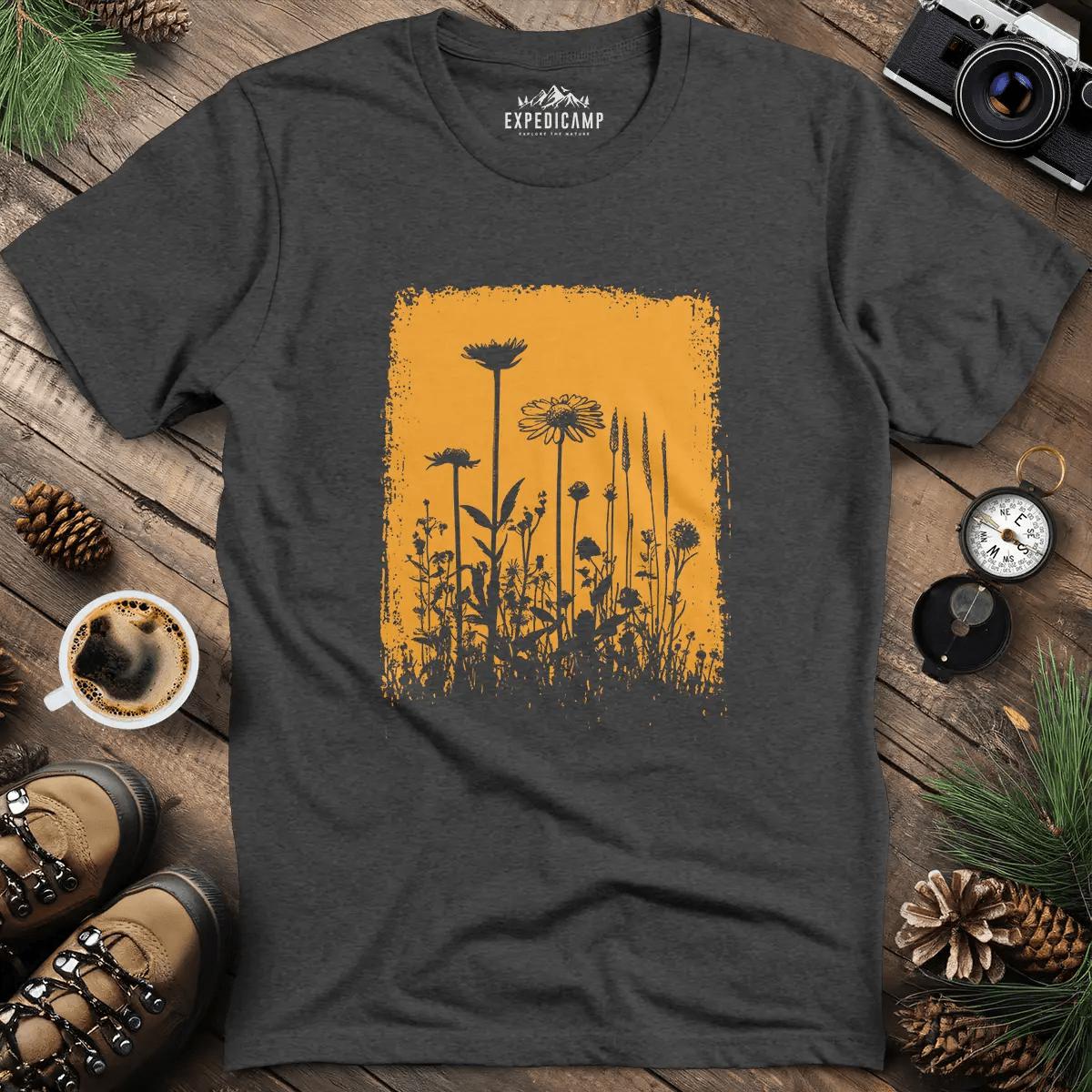 Wildflower Silhouette T-Shirt – Dark Heather – Outdoor apparel for travel, hiking, camping, and nature lovers – ExpediCamp