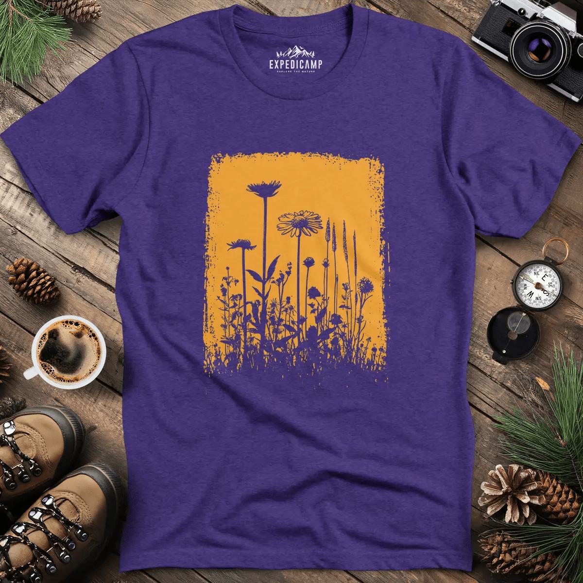Wildflower Silhouette T-Shirt – Heather Purple – Outdoor apparel for travel, hiking, camping, and nature lovers – ExpediCamp