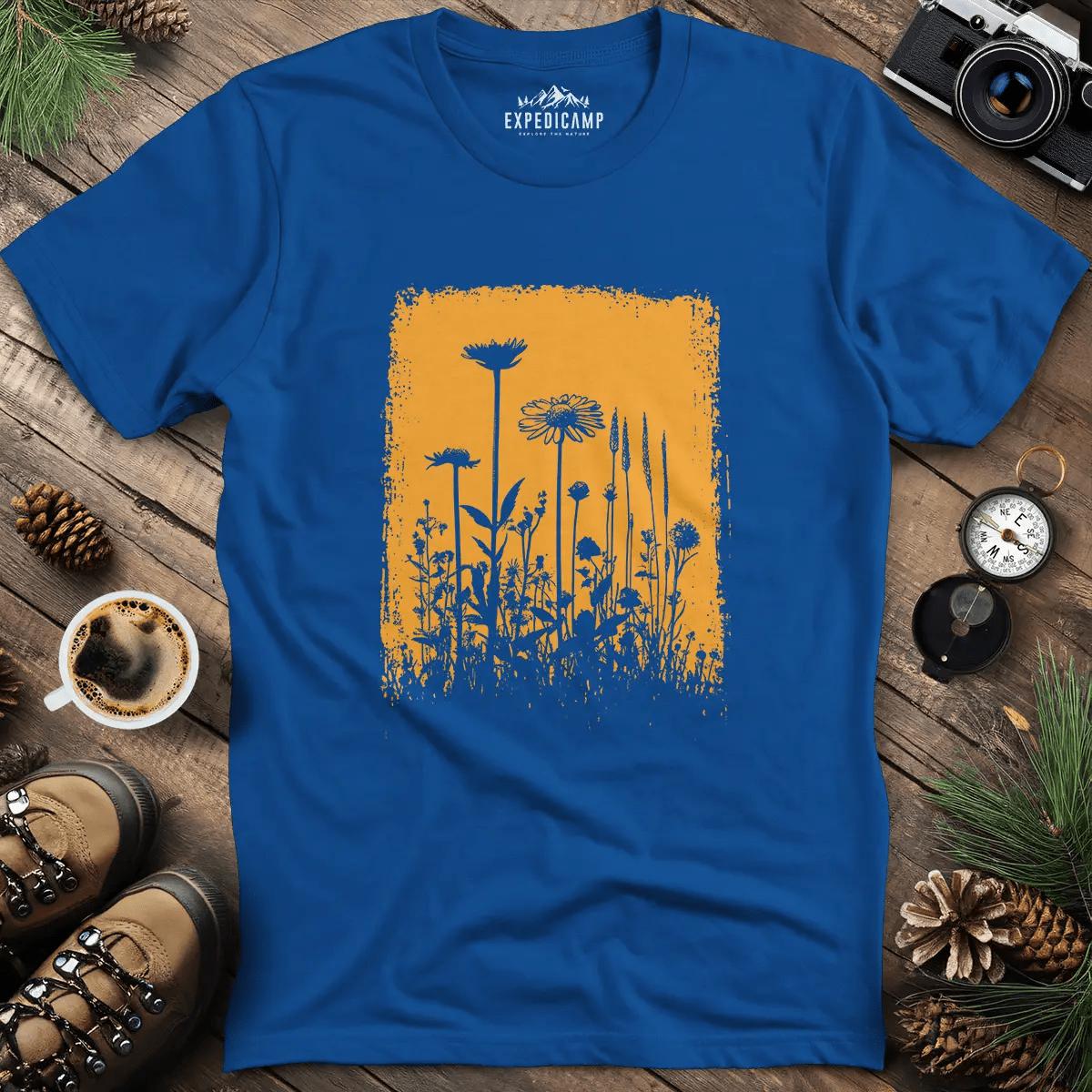 Wildflower Silhouette T-Shirt – Royal – Outdoor apparel for travel, hiking, camping, and nature lovers – ExpediCamp