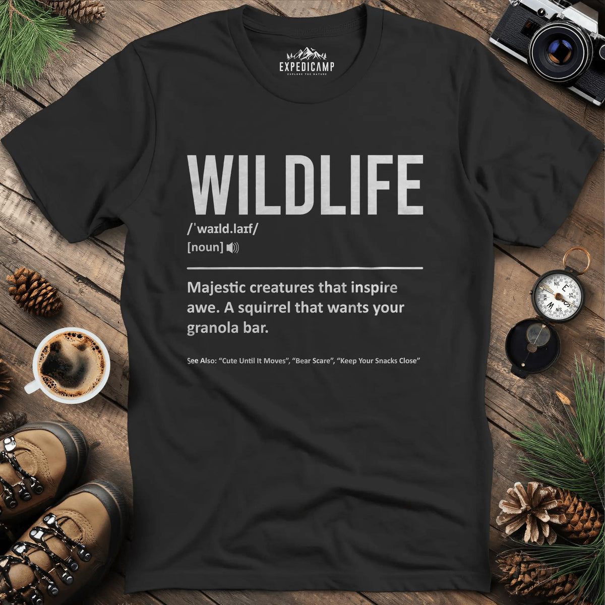 Wildlife Definition T-Shirt – Black – Outdoor apparel for travel, hiking, camping, and nature lovers – ExpediCamp