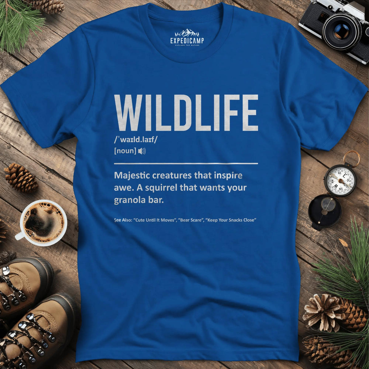 Wildlife Definition T-Shirt – Royal – Outdoor apparel for travel, hiking, camping, and nature lovers – ExpediCamp
