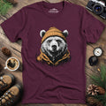 Winter Explorer Bear T-Shirt – Heather Maroon – Outdoor apparel for travel, hiking, camping, and nature lovers – ExpediCamp