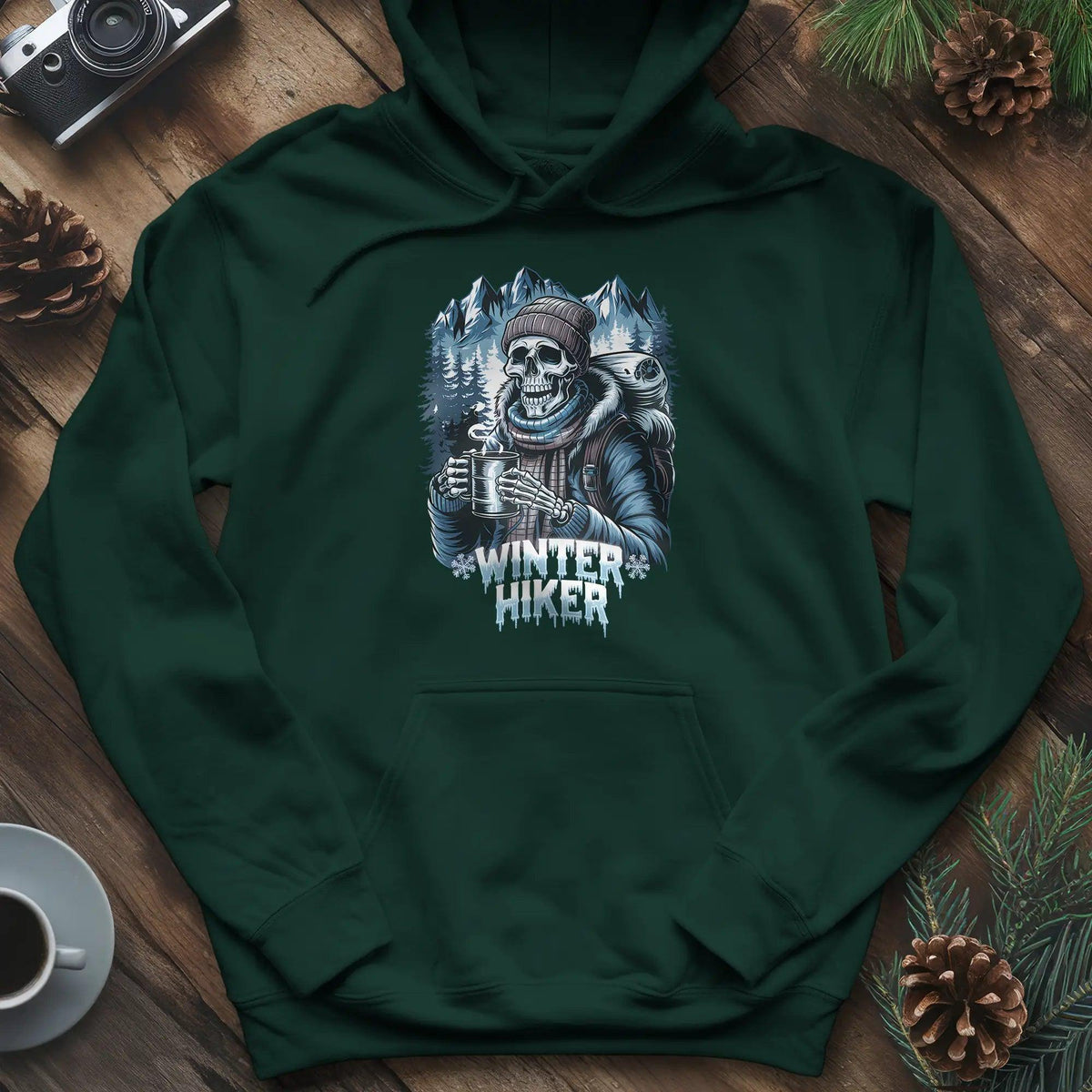 Winter Hiker Hoodie – Forest Green – Outdoor apparel for travel, hiking, camping, and nature lovers – ExpediCamp