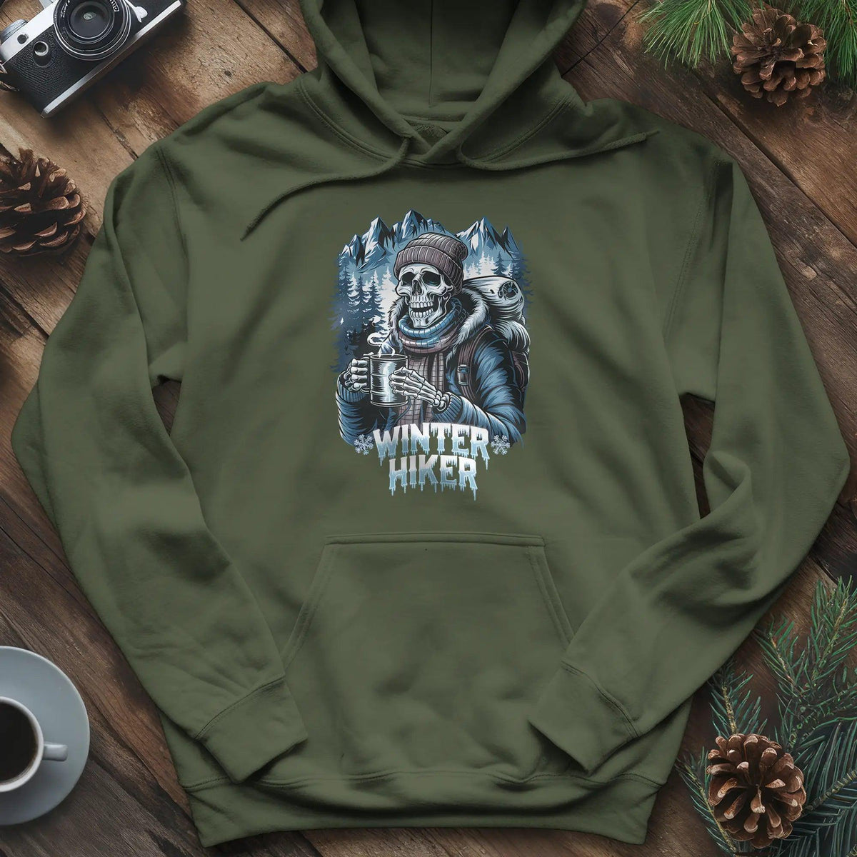Winter Hiker Hoodie – Military Green – Outdoor apparel for travel, hiking, camping, and nature lovers – ExpediCamp