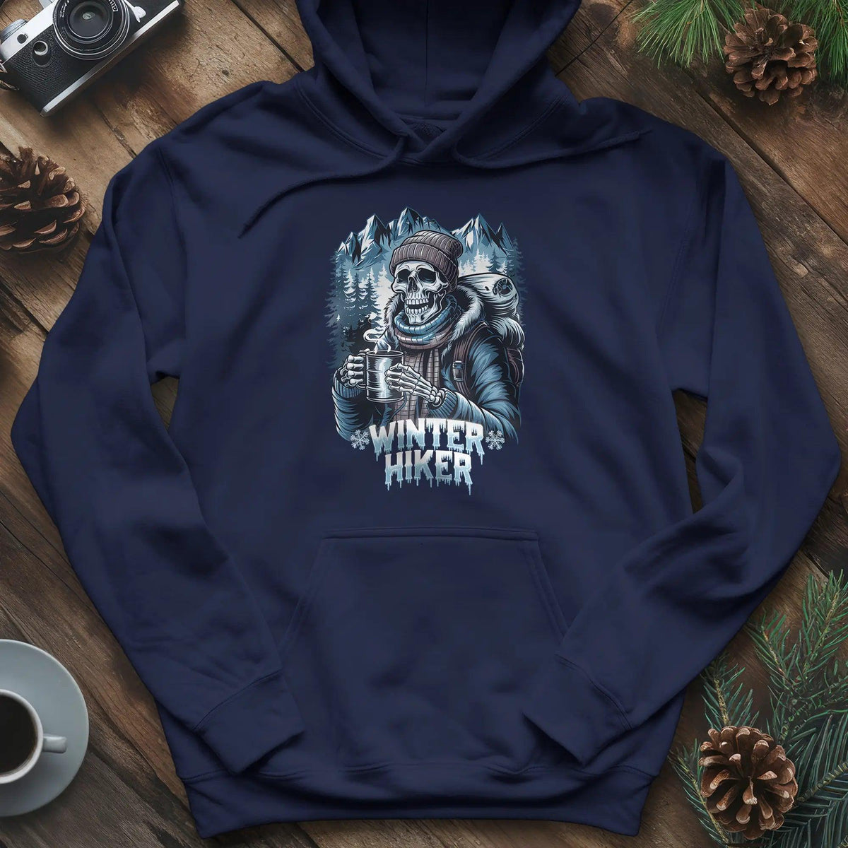 Winter Hiker Hoodie – Navy – Outdoor apparel for travel, hiking, camping, and nature lovers – ExpediCamp