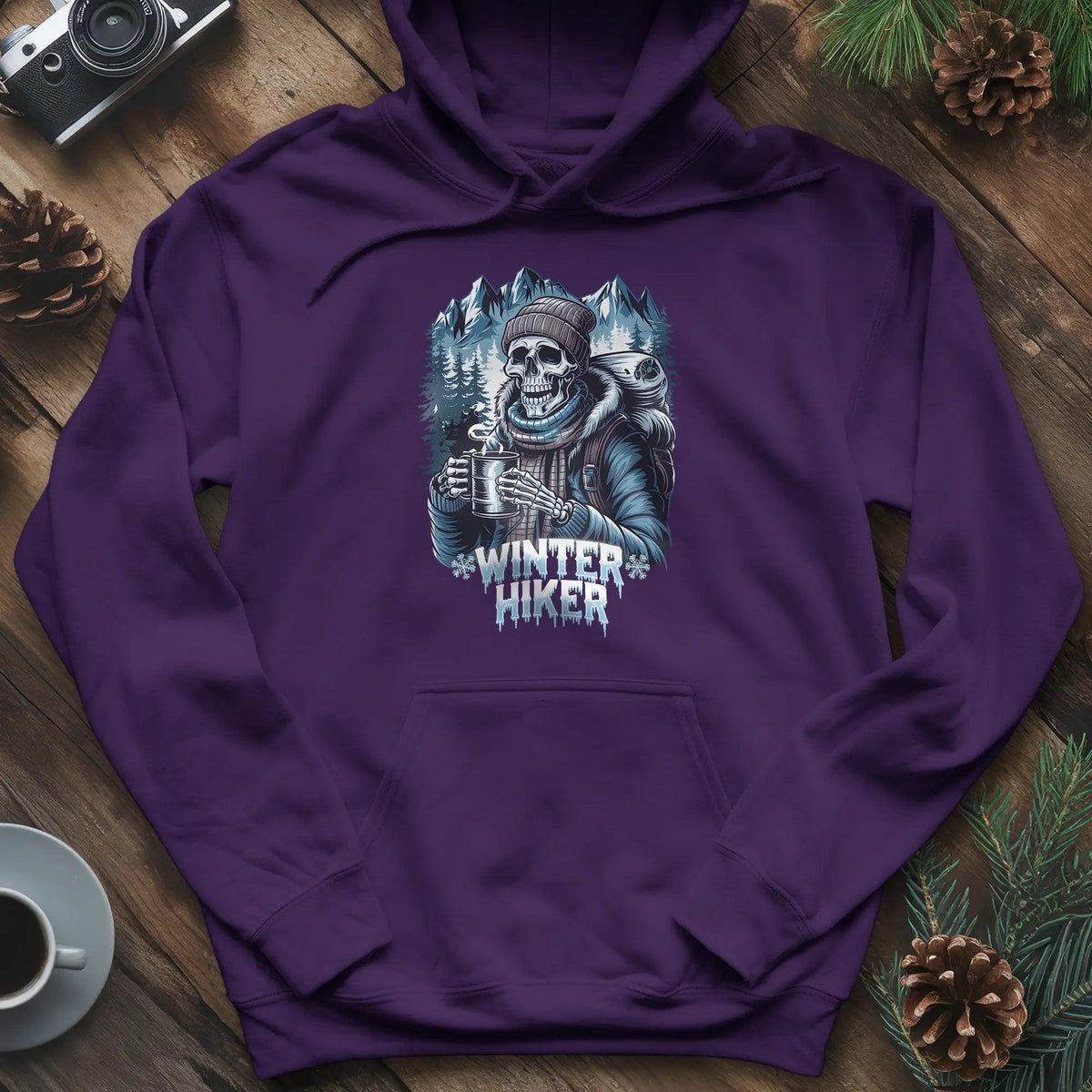 Winter Hiker Hoodie – Purple – Outdoor apparel for travel, hiking, camping, and nature lovers – ExpediCamp