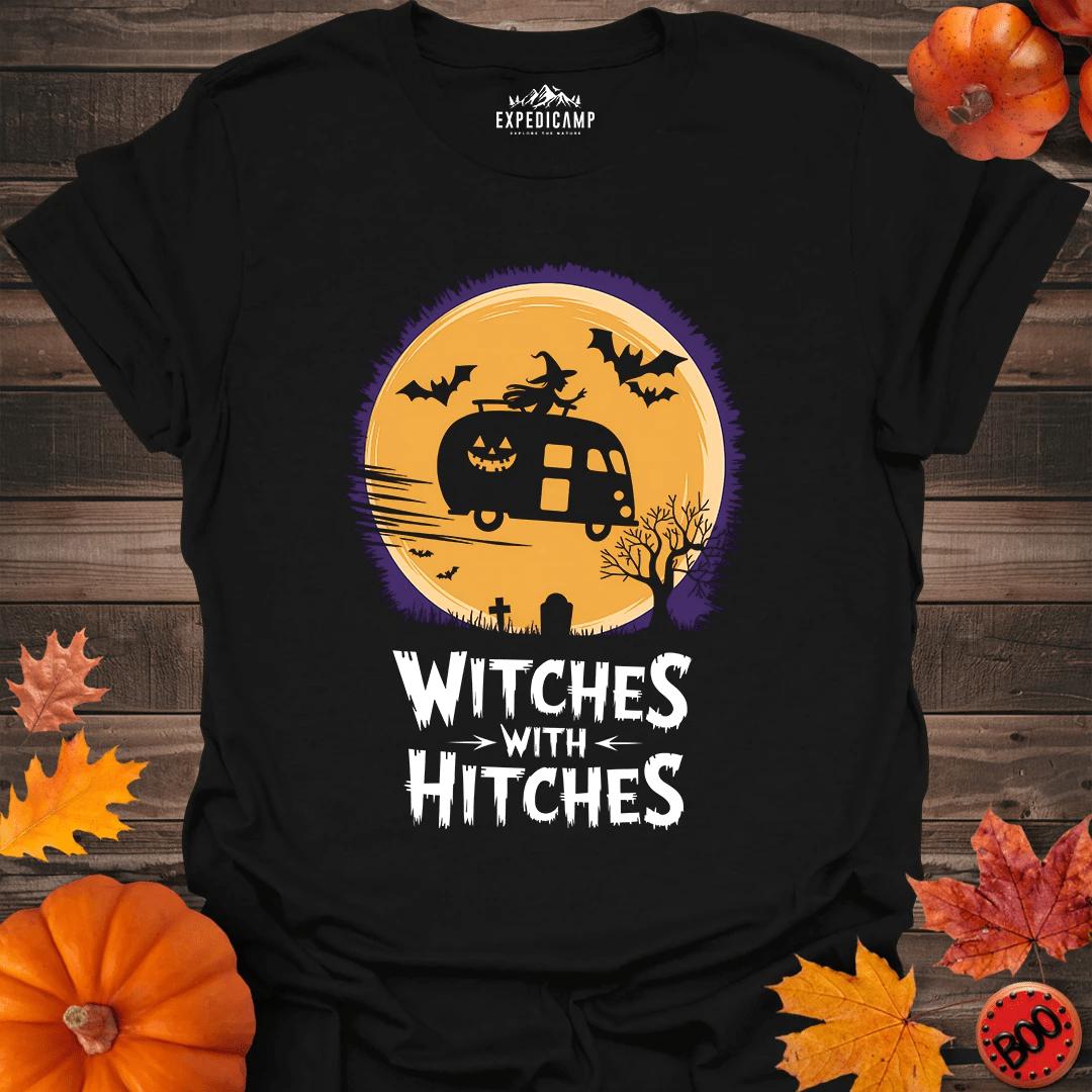 Witches With Hitches T-Shirt – Black – Outdoor apparel for travel, hiking, camping, and nature lovers – ExpediCamp