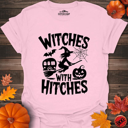 Witches With Hitches T-Shirt – Light Pink – Outdoor apparel for travel, hiking, camping, and nature lovers – ExpediCamp
