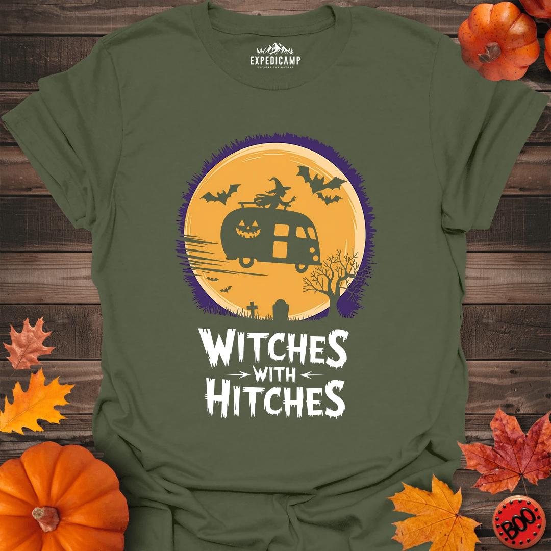 Witches With Hitches T-Shirt – Military Green – Outdoor apparel for travel, hiking, camping, and nature lovers – ExpediCamp