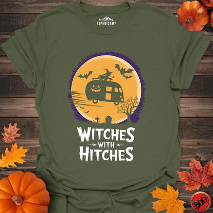 Witches With Hitches T-Shirt – Military Green – Outdoor apparel for travel, hiking, camping, and nature lovers – ExpediCamp